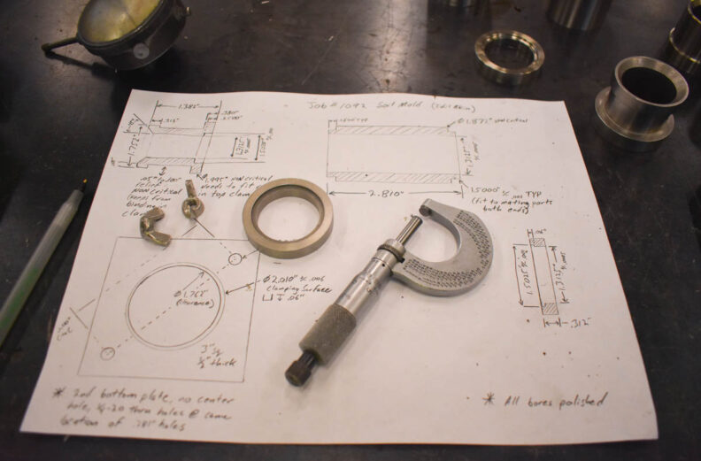 Blueprint for a fabricated part.