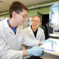 Mike Konkel with graduate student Nicholas Negretti