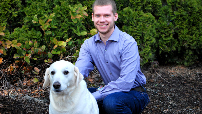Sean with his dog.