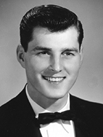 Black and white photo of Gary while he was in college getting his DVM.