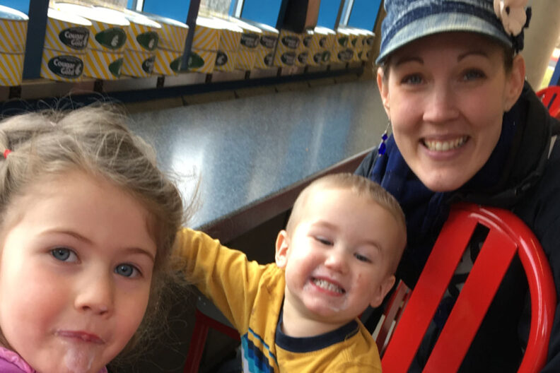 Laura Winder with her children at Ferdinand's.