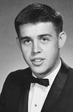 Black and white photo of Roger while he was in college getting his DVM.