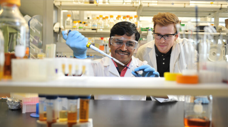 Graduate student in lab