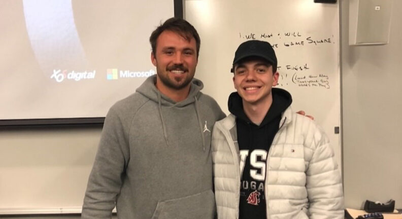 Photo of Logan Prock in the classroom.