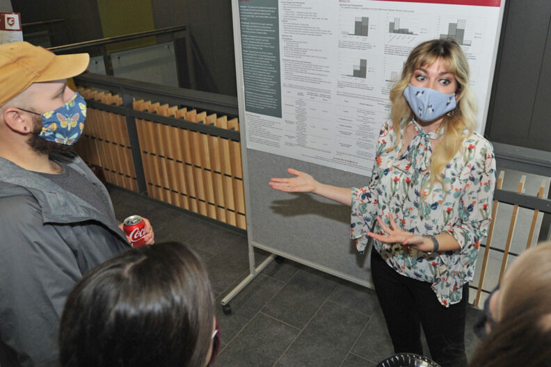 Second-year veterinary student Cordelia Leeder presents her research Wednesday afternoon at the 22nd annual College of Veterinary Medicine Research Symposium.