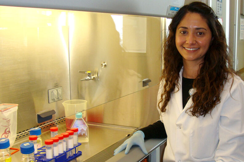 Savannah Sanchez in a lab.