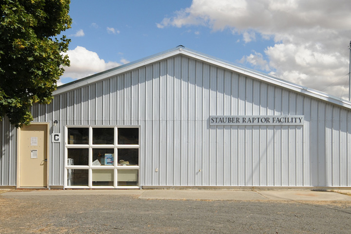 View of the main entrance of the Stauber Raptor Facility.