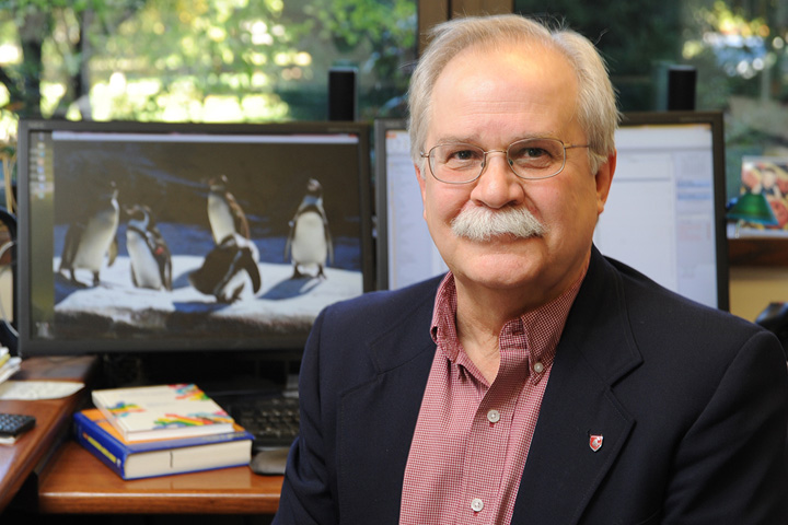 Dr. Brian Slinker at his desk in Bustad Hall.