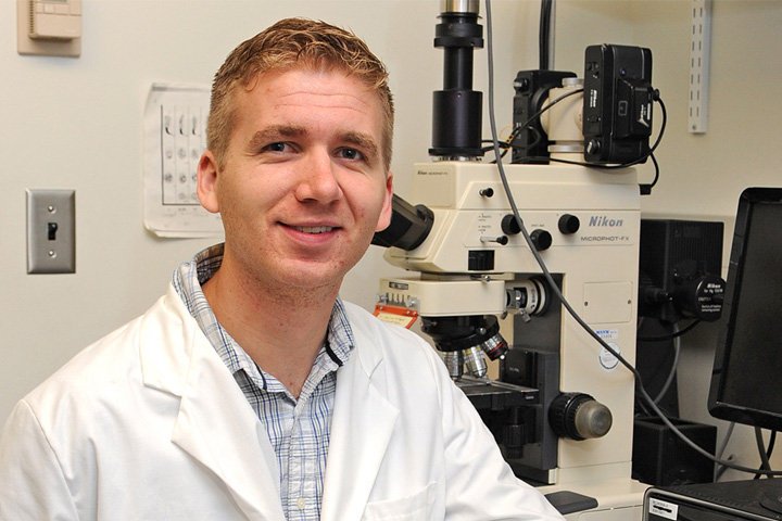 Travis Kent in the lab.