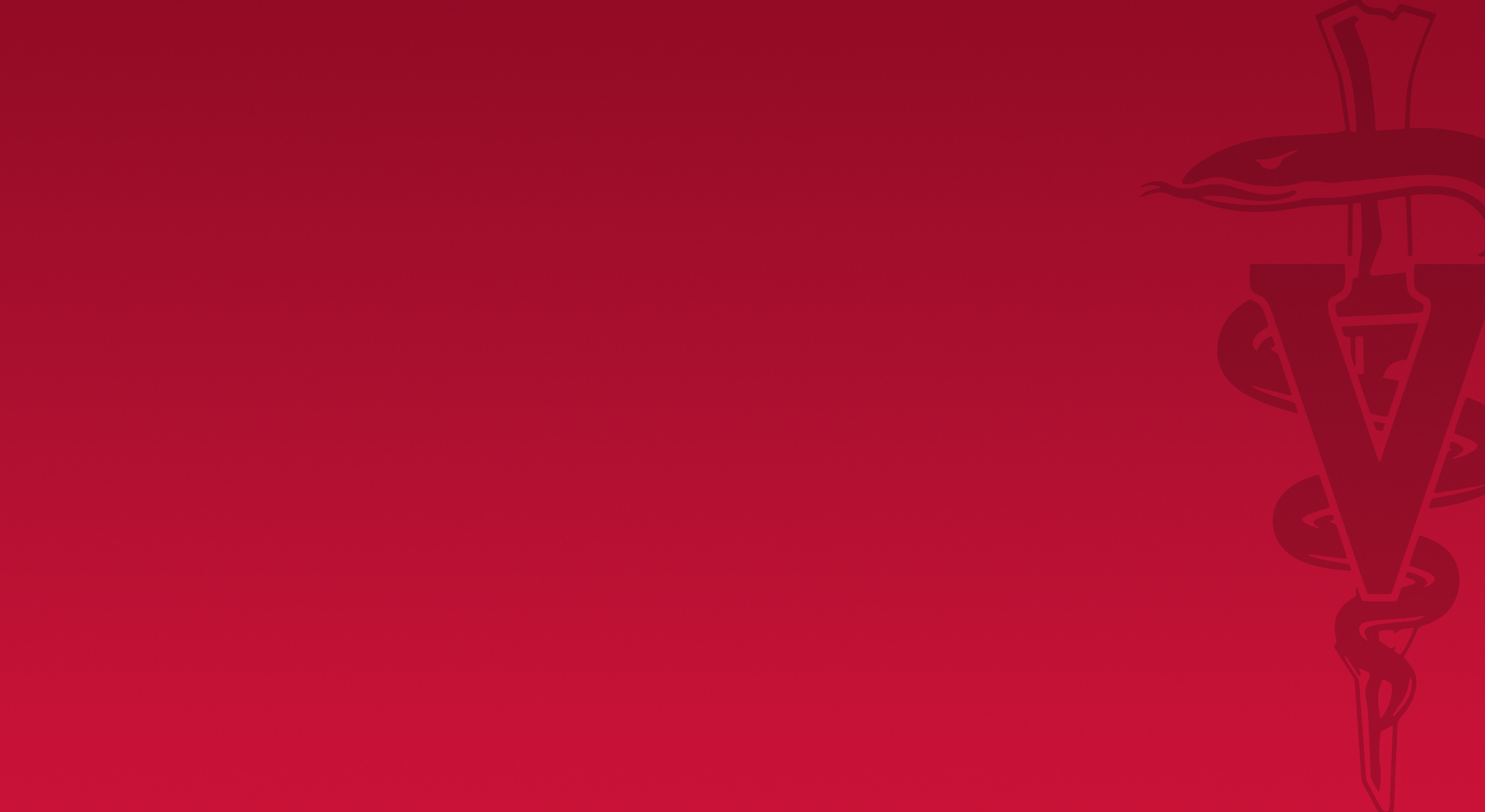 Crimson background with a caduceus on the right side.