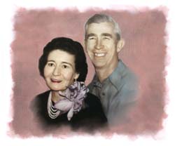 Portrait of Tex and Ellen that is treated with a watercolor effect.