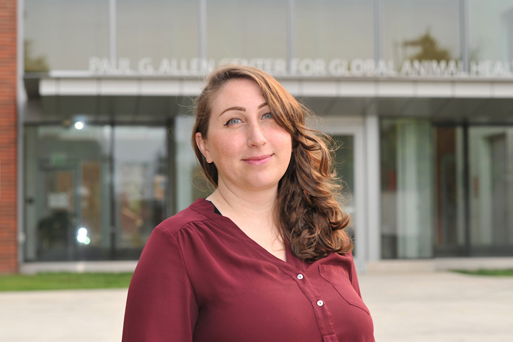 Dr. Stephanie Seifert outside the Paul G. Allen School of Global Health.