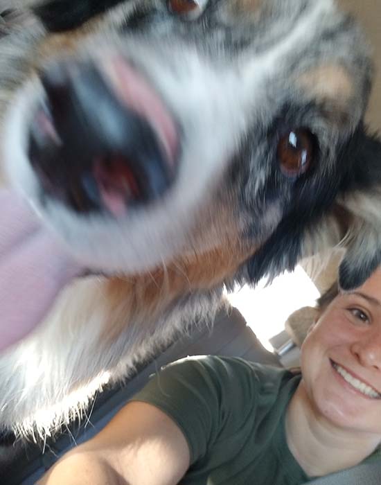 Madison and her dog "taking-over" the selfie.