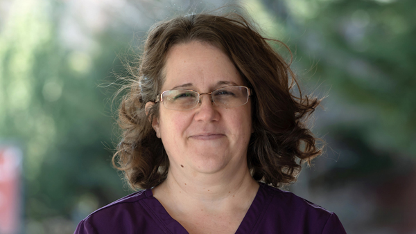 Shona Meyer outside the Veterinary Teaching Hospital.