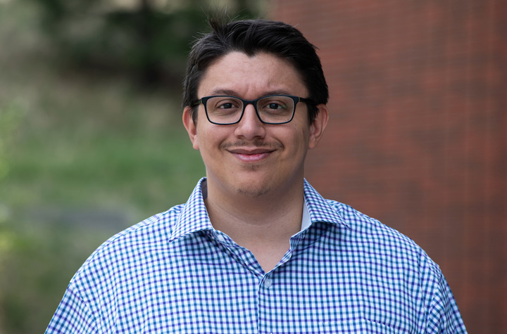 Ryan Oliveira outside the College of Veterinary Medicine.