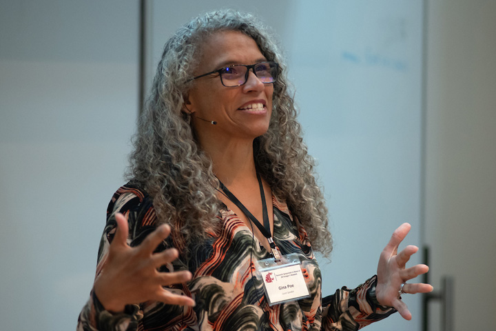 Guest speaker, Gina Poe, presenting.