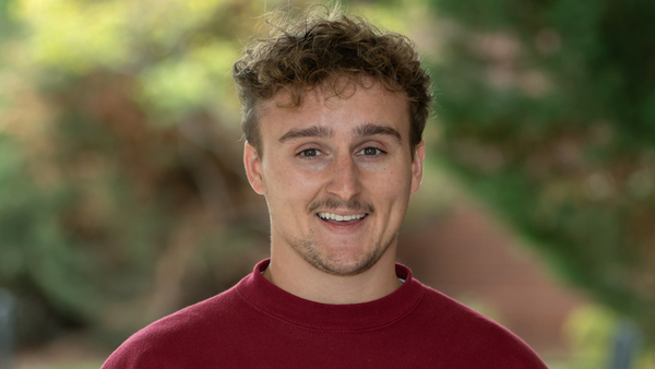 Jared outside the Veterinary Teaching Hospital.