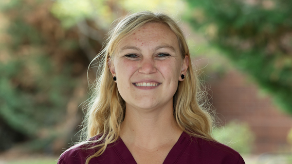 Sydney outside the Veterinary Teaching Hospital.