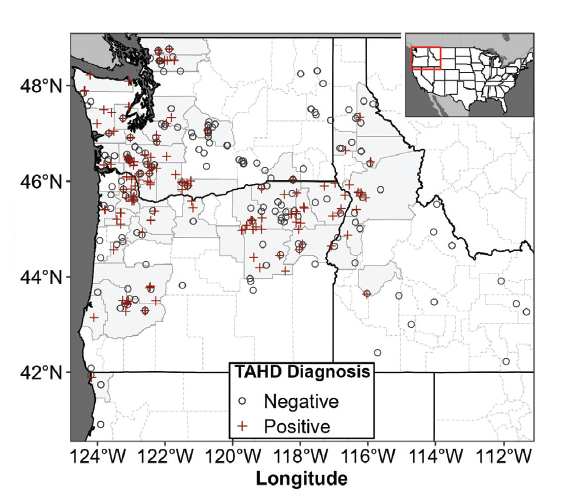 Chart on the PNW showing negative and positive TAHD Diagnosis.