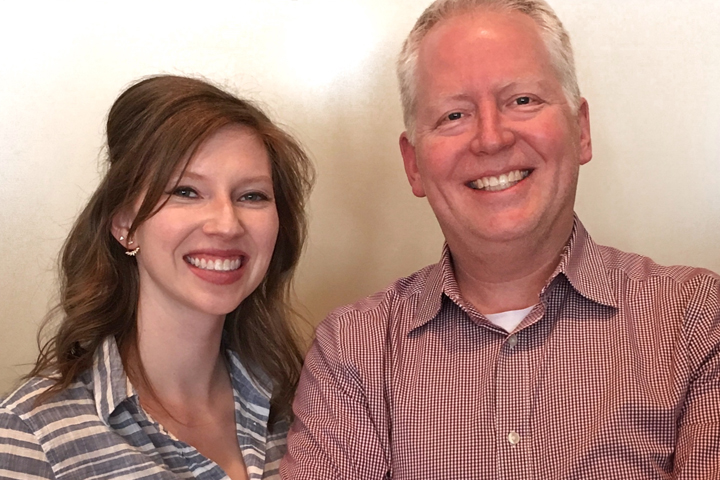 Kirsten Rngngren ('15 DVM) with Gary Marshall ('89 DVM) who hired her after graduation.