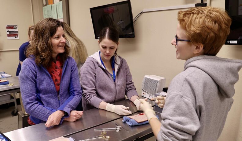 Julie Cary with students
