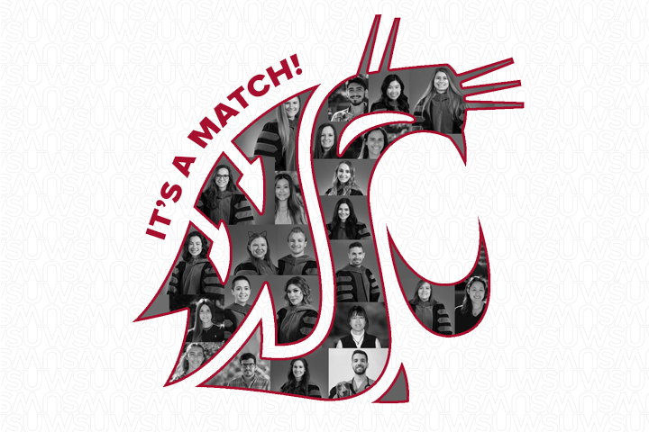 Images of those who matched inside the Cougar Head, with the text, "It's a match!"