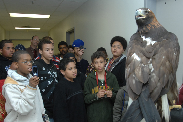 Amicus with school children.