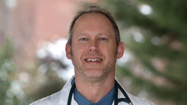 Dr. Matt Mason outside the Veterinary Teaching Hospital.