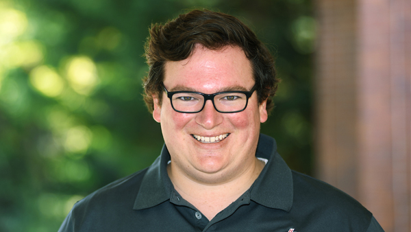 Jeff Olivarez outside the College.