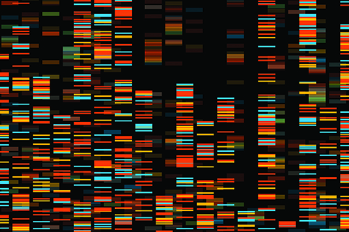 Columns of color in small slices on a black background.