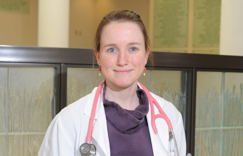 Mary Lou as an intern, in the Teaching Hospital lobby.