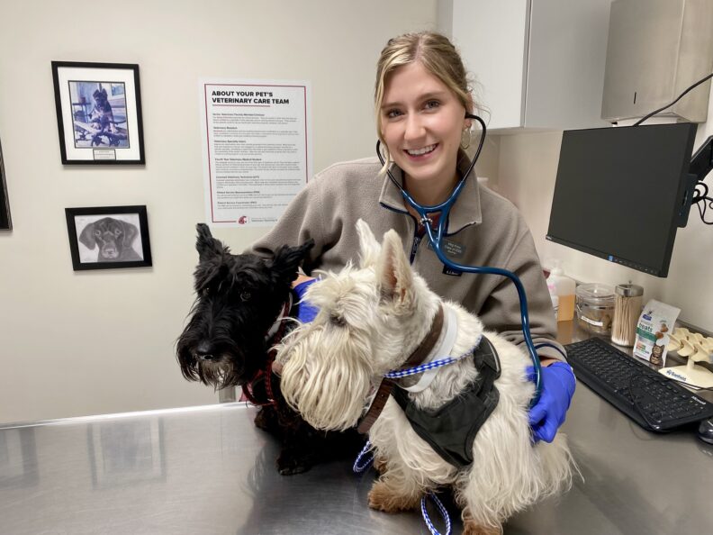Meg Knox with two dogs.