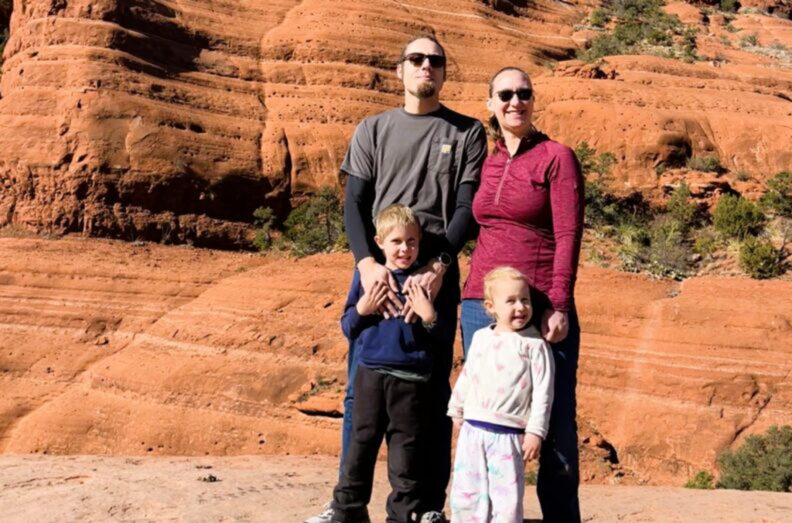 Megan and her family on an outting in the desert.