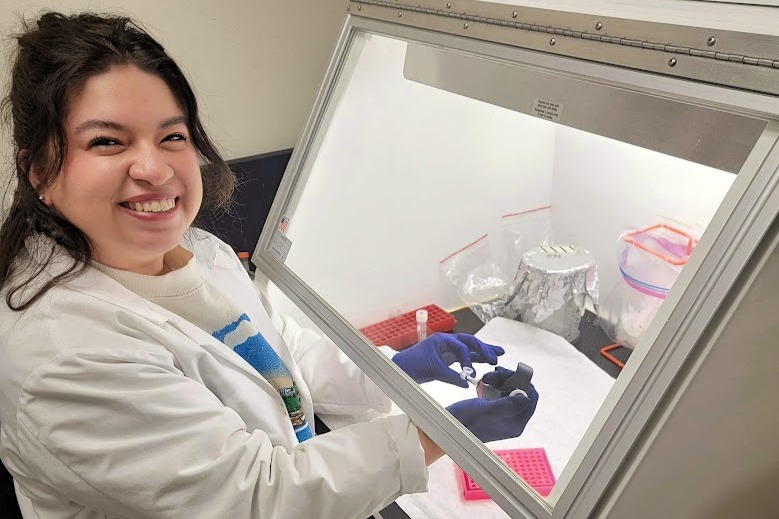 Sadie Izaguirre poses in a lab at WSU.