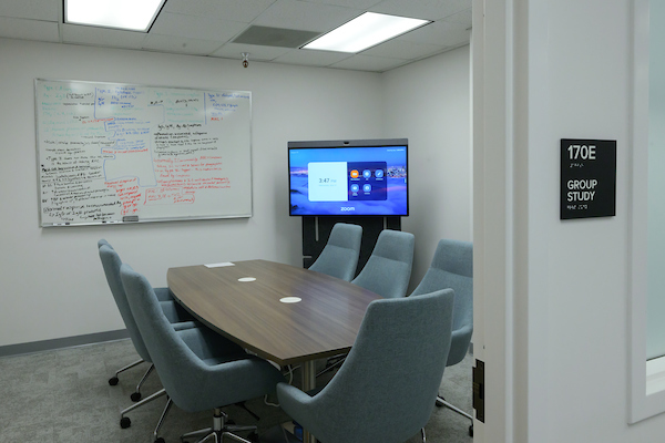 Desk chairs in a conference room