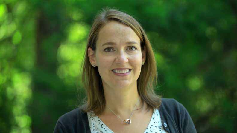 Laura Williams outside the college.