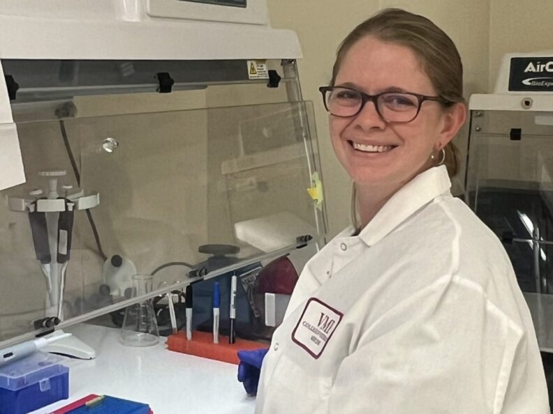Chelsea Weeks is shown in the lab.
