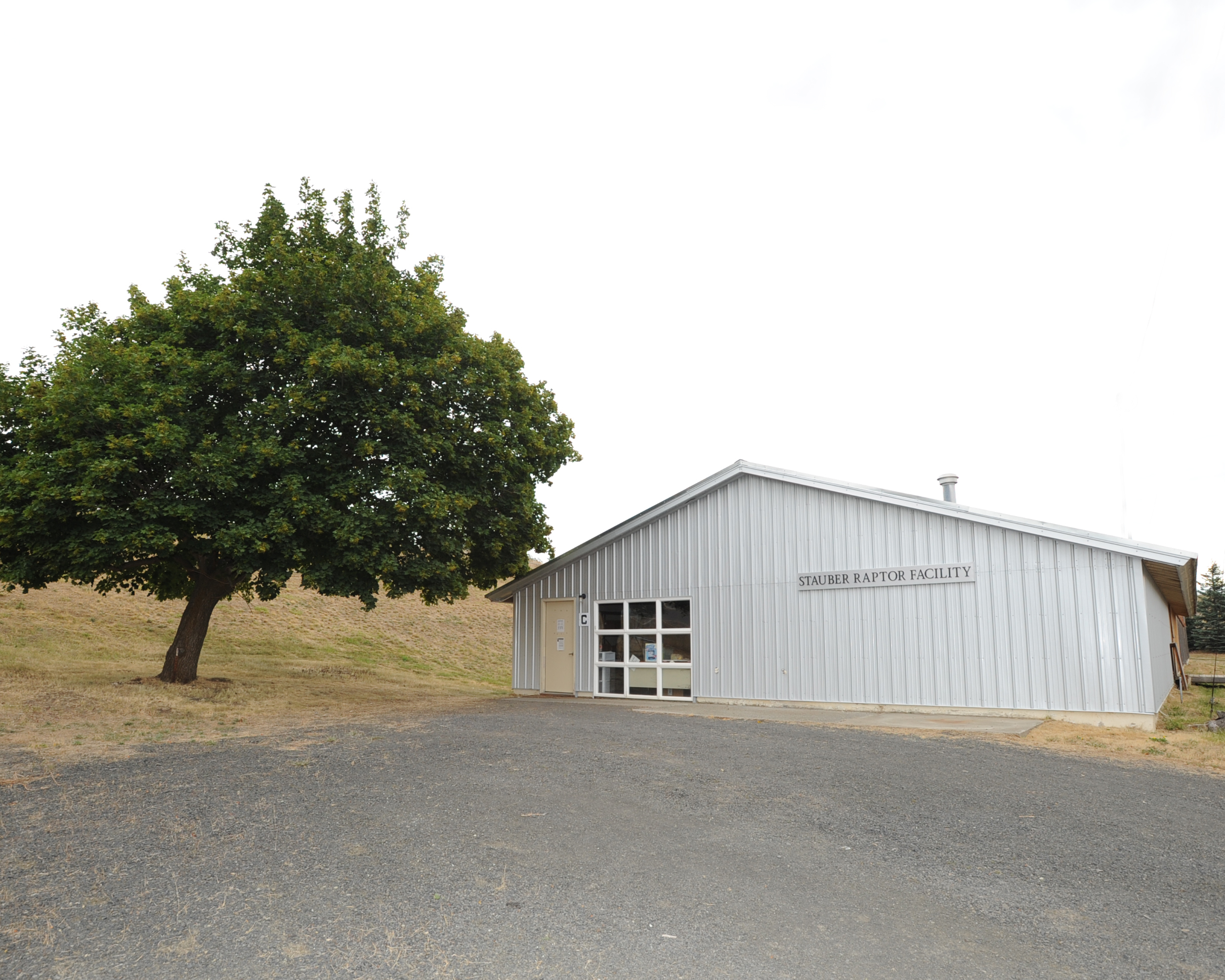 View of the main entrance of the Stauber Raptor Facility.