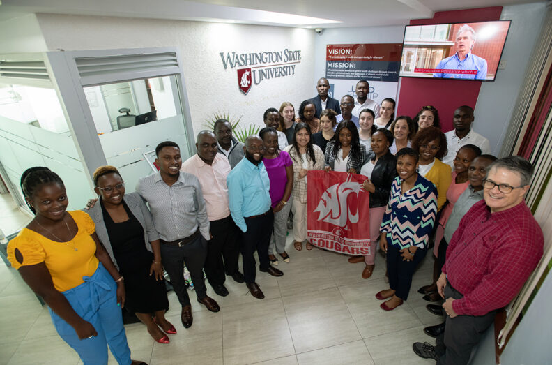 Students working in lab.