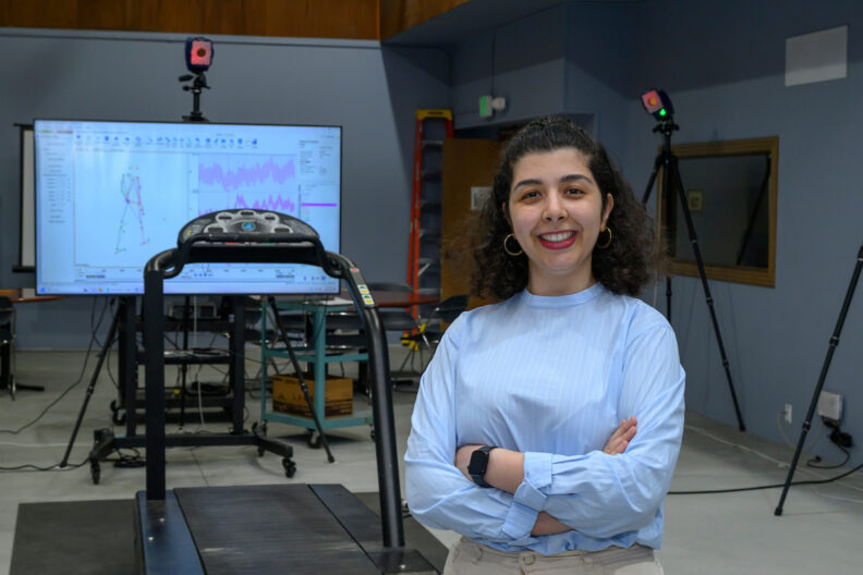 Zahra Abedzadehzavareh poses for a photo in the Maternal Orthopedics &Mechanics (MOM) Lab in Pullman.