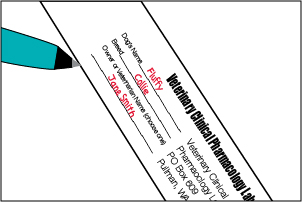 Illustration of label filled out.
