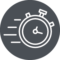 Icon of stopwatch with four marks indicating speed.