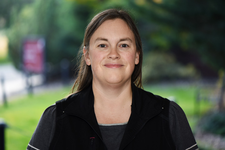 Dr. Jessica Bunch outside the Veterinary Teaching Hospital.