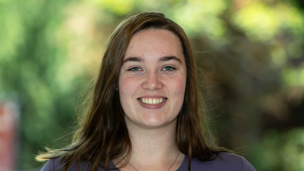 Anna outside the Teaching Hospital.