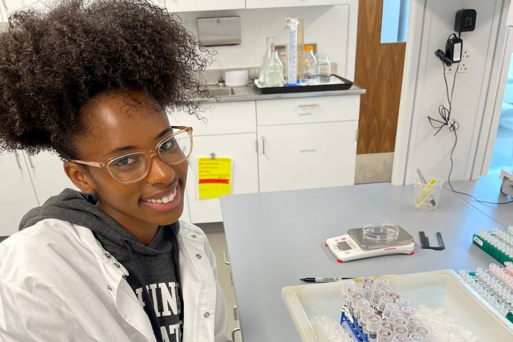 Microbiology student Jazmyne Jackson is shown in a lab at WSU.
