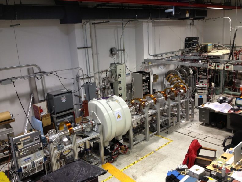 Picture of our new beamline, superconducting magnet and backend controls & diagnostics.