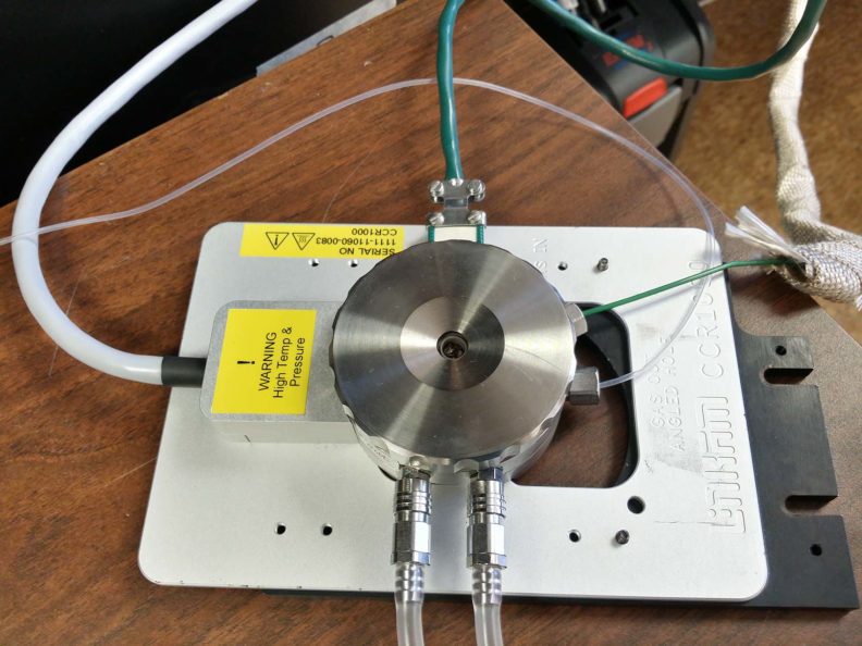 Lab equipment with tubing.