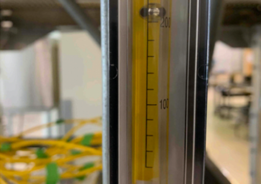 Closeup of part of a flow meter.