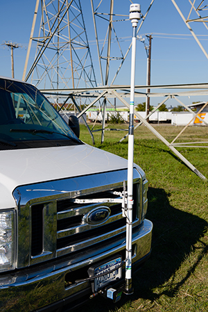 van with methane measuring equipment.