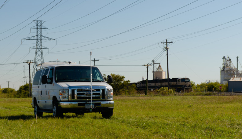 van with methane measuring equipment.